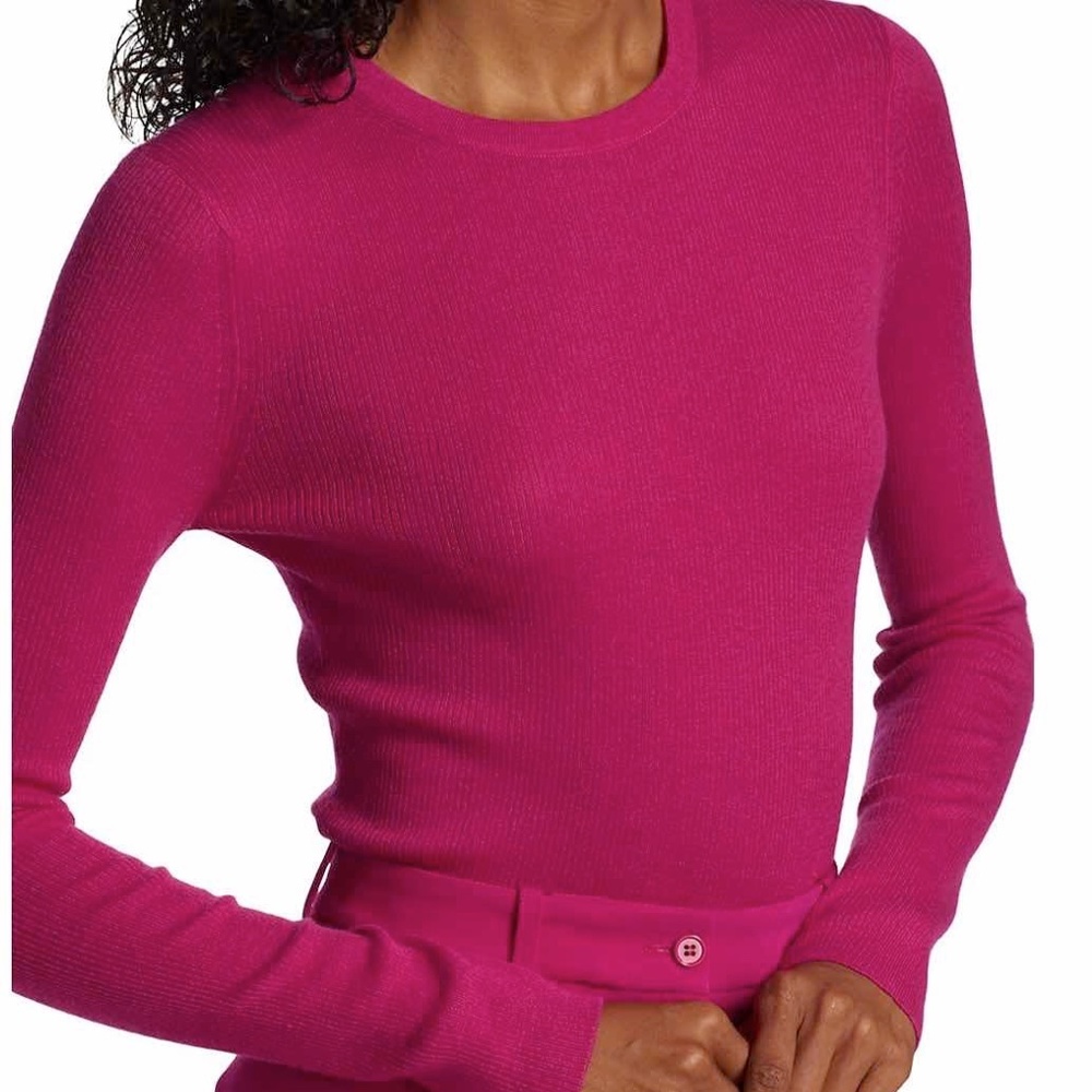 Michael Kors Collection Hutton Ribbed Cashmere Sweater Fuchsia XL(Runs Small)